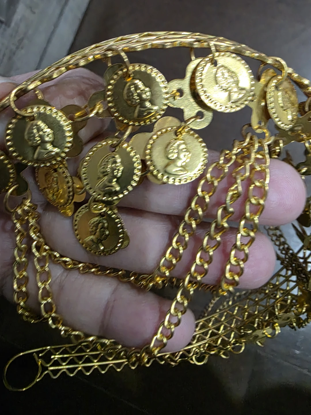 Gold Tone Headband with Coin and Chain Dangles - photo 2