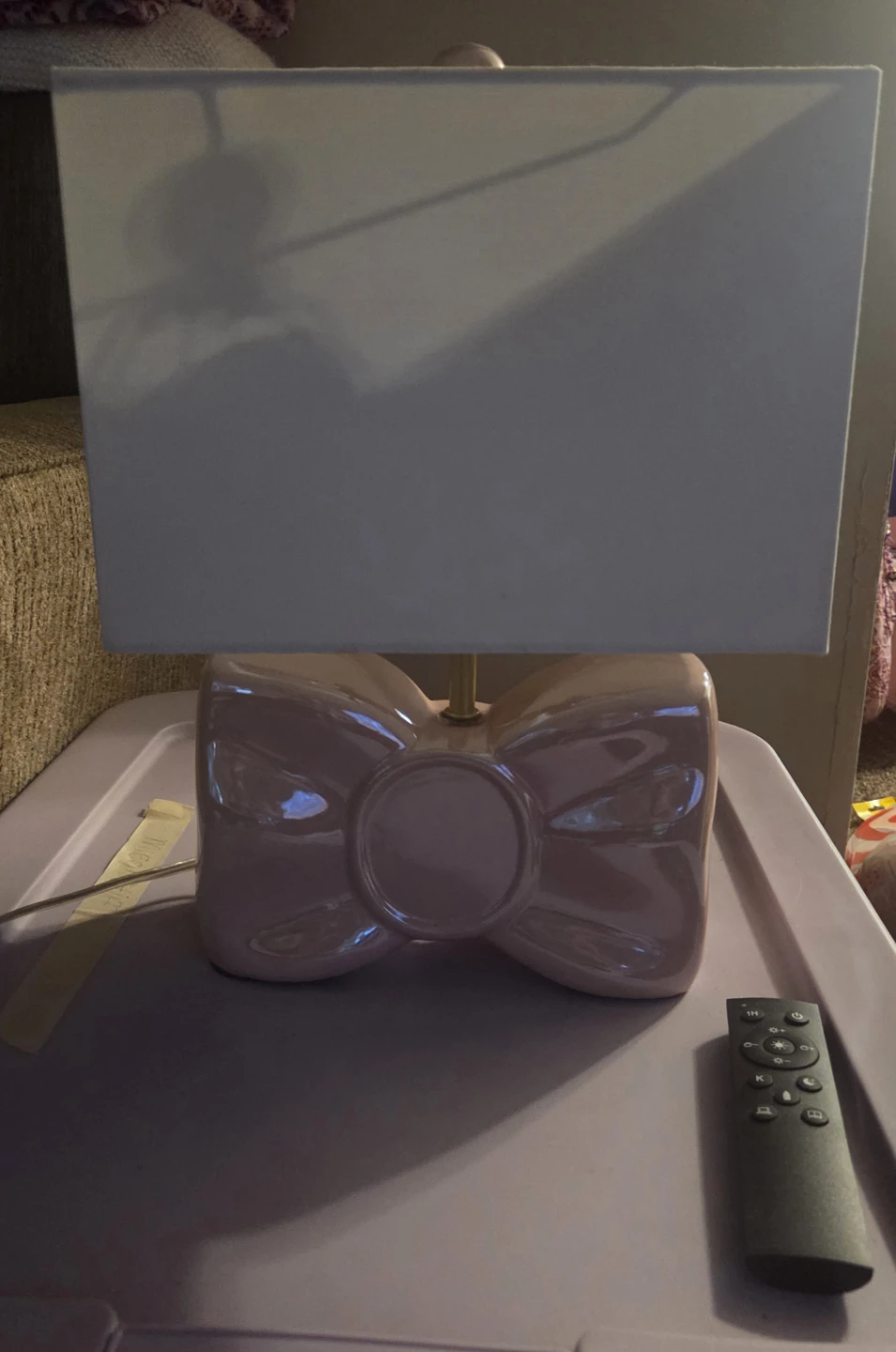 Pink Bow Lamp with White Shade