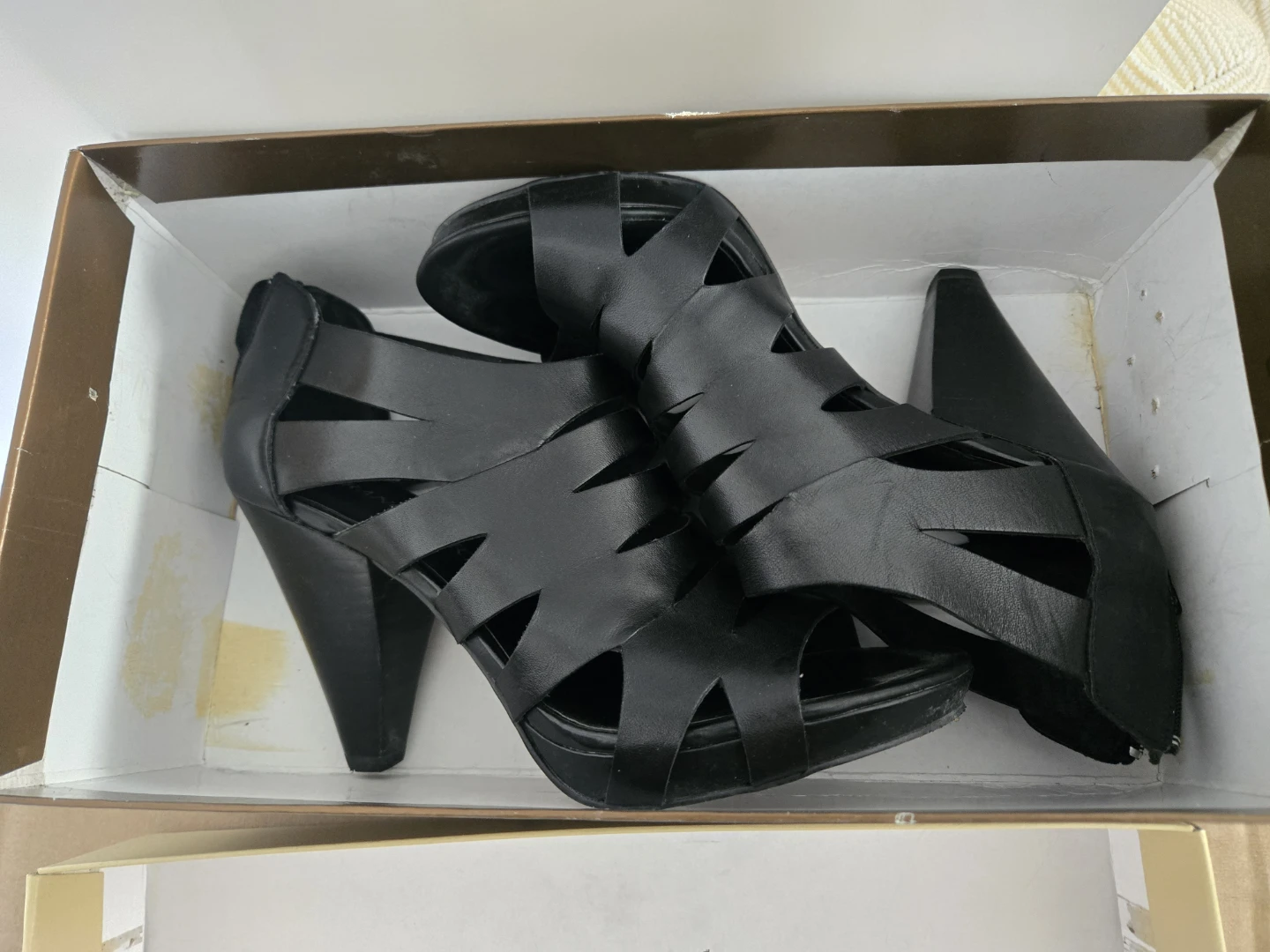 Black Cutout Heel Sandals