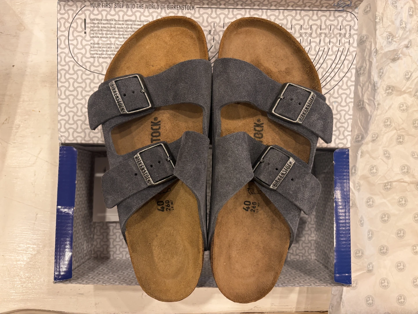 Birkenstock Arizona Charcoal Suede Sandals Size 40