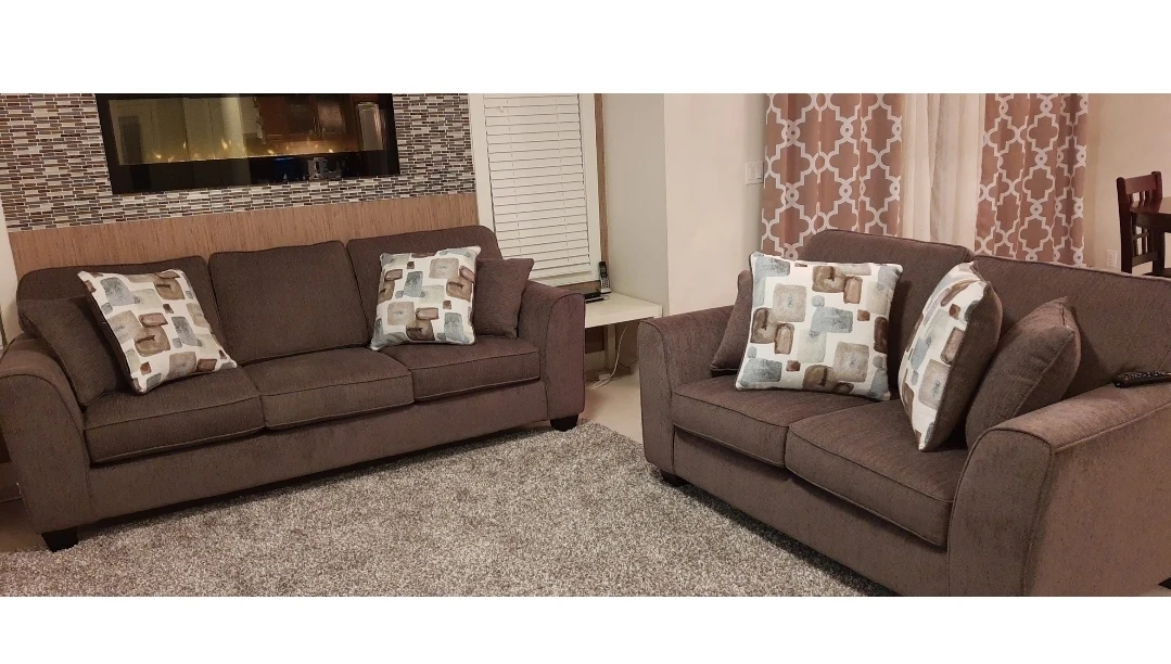 Grey fabric sofa set 5 seater
