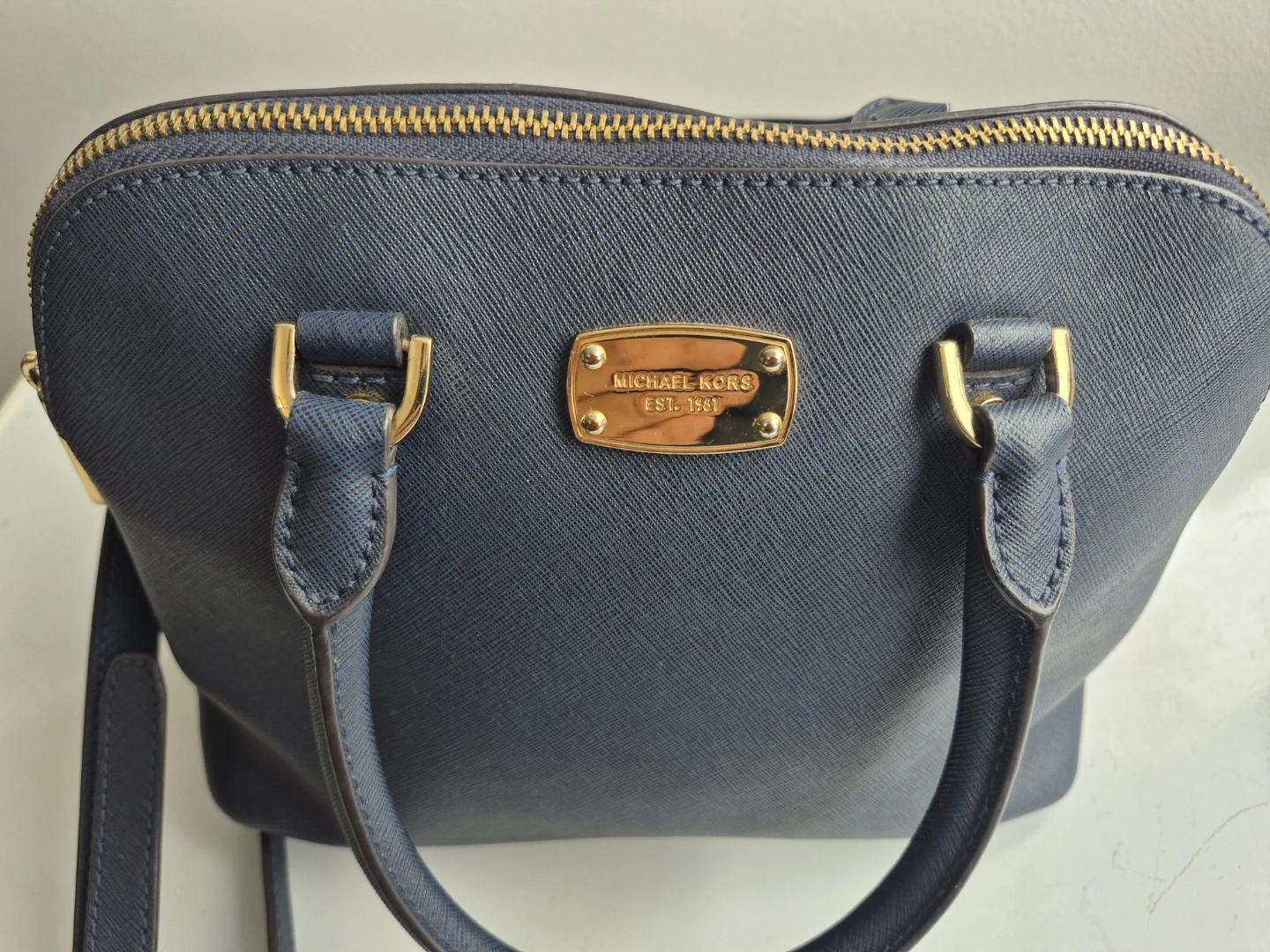 Michael Kors Navy Blue Leather Satchel Handbag - photo 3