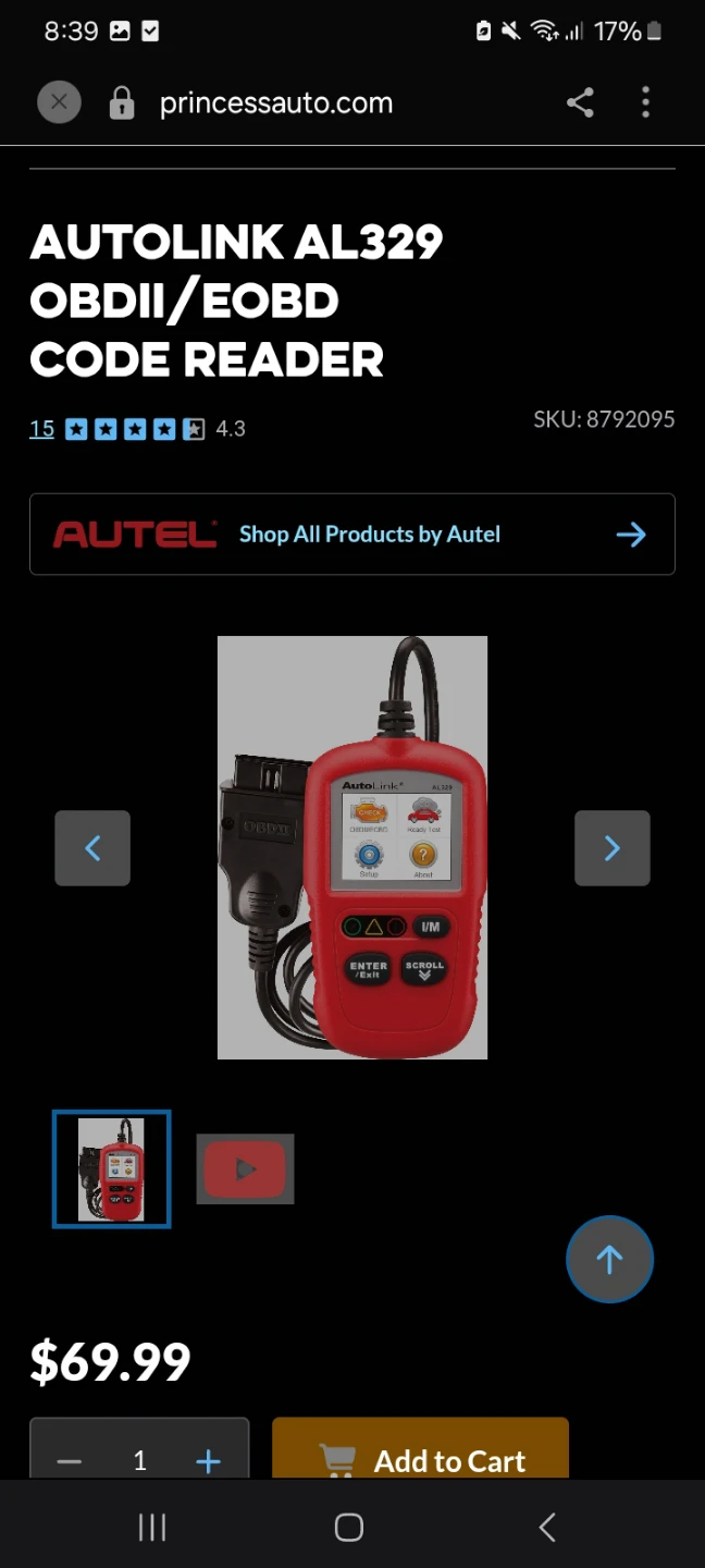 AutoLink AL329 OBDII/EOBD Code Reader - photo 2