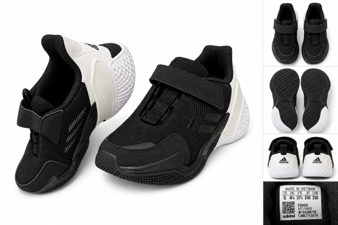 Adidas Black & White Kids Running Shoes FV6455 Size 5