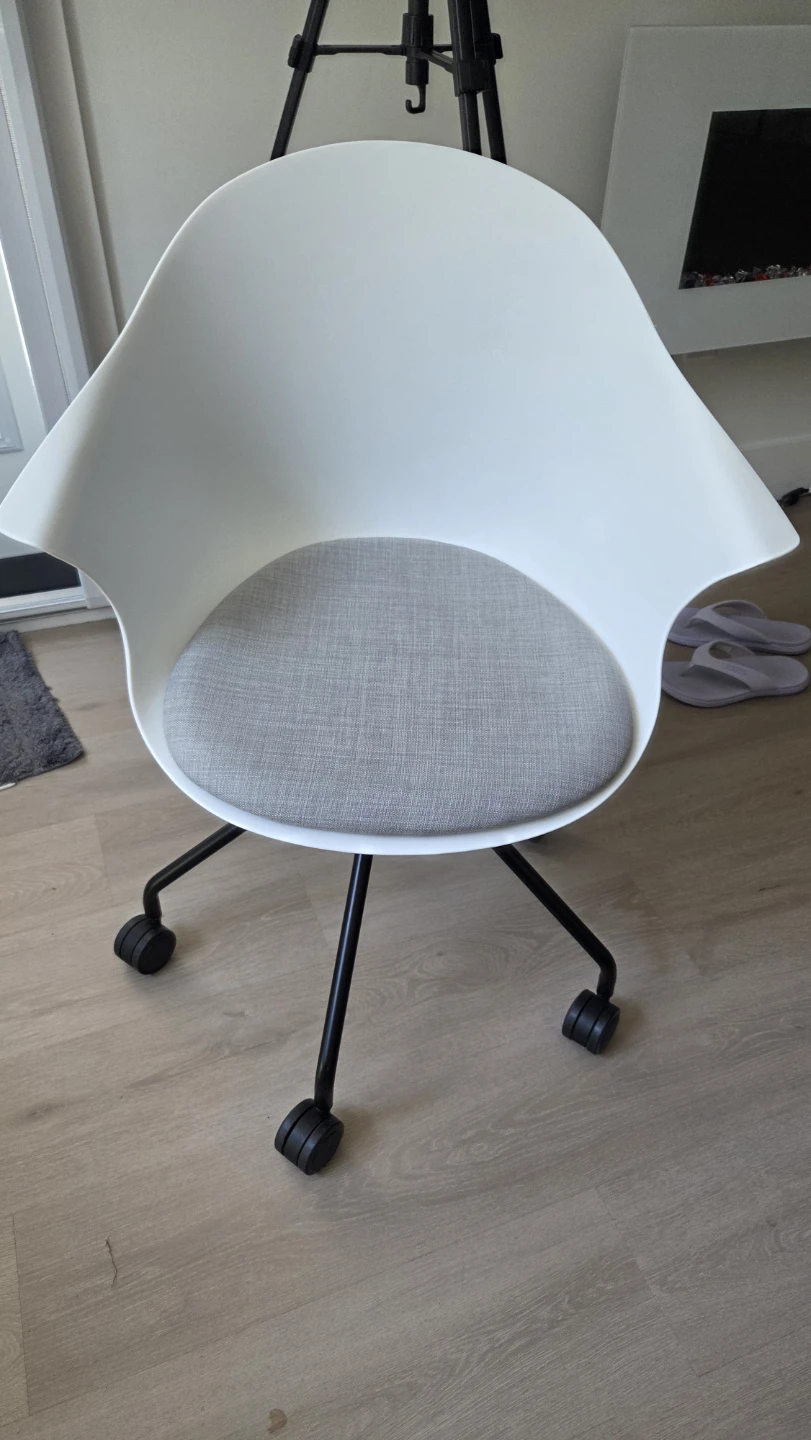 White Office Chair with Grey Cushion
