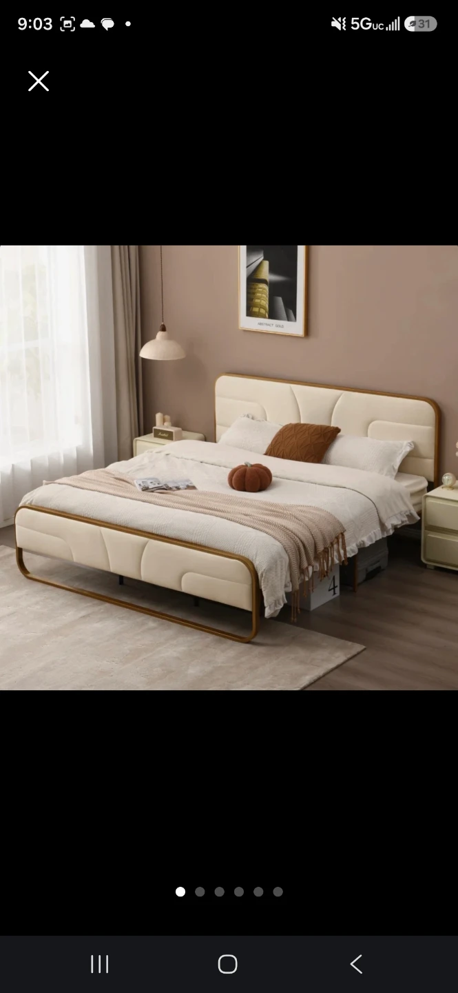 Cream Upholstered Platform Bed Frame