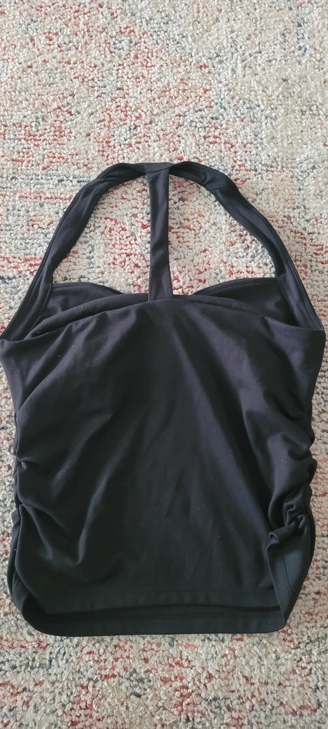 Black Ruched Halter Tank Top - photo 2