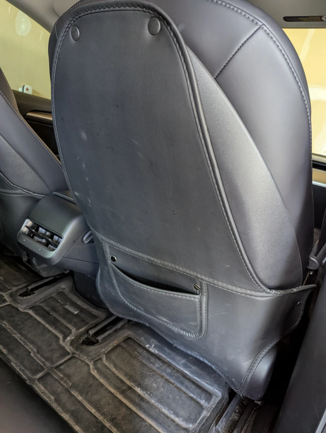 For Tesla M3 2017-2023 Black Leather Seat Back Covers