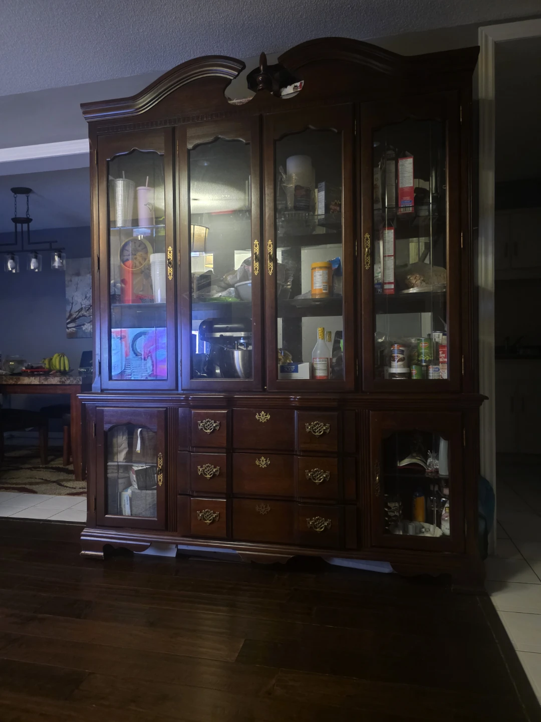 Wooden China Cabinet with Glass Doors