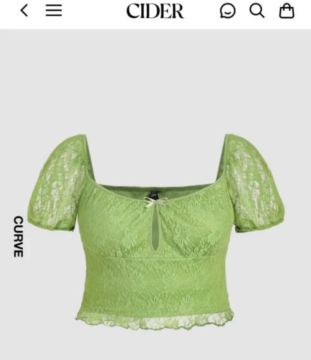 Cider Green Lace Puff Sleeve Top 0XL