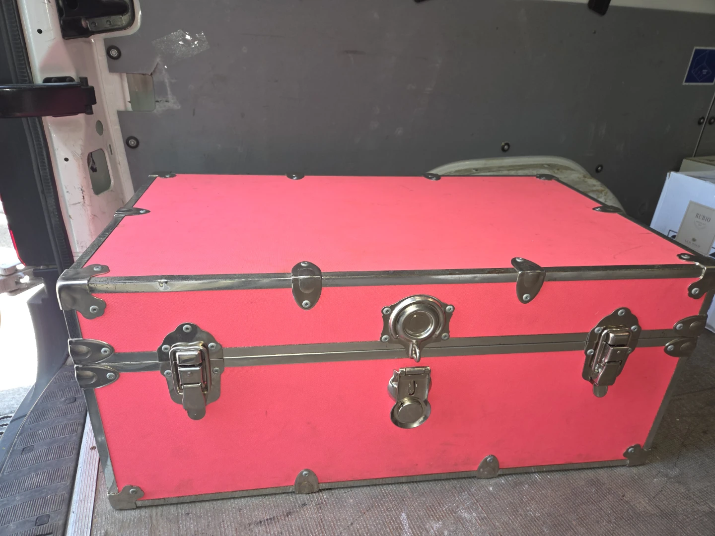Bright Pink Rolling Trunk with Organizer