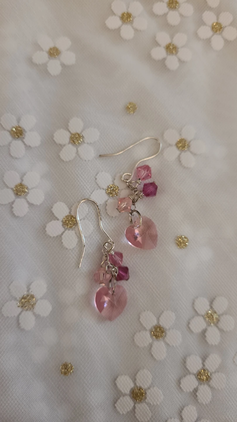 Pink Heart and Crystal Dangle Earrings - photo 2