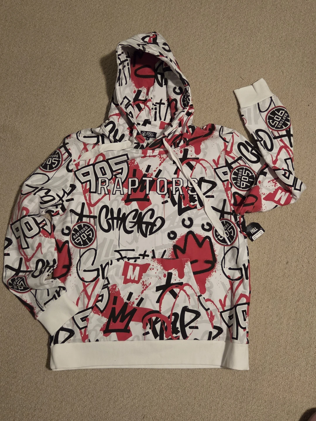 FISLL Raptors 905 Graffiti Print Hoodie - new with tags