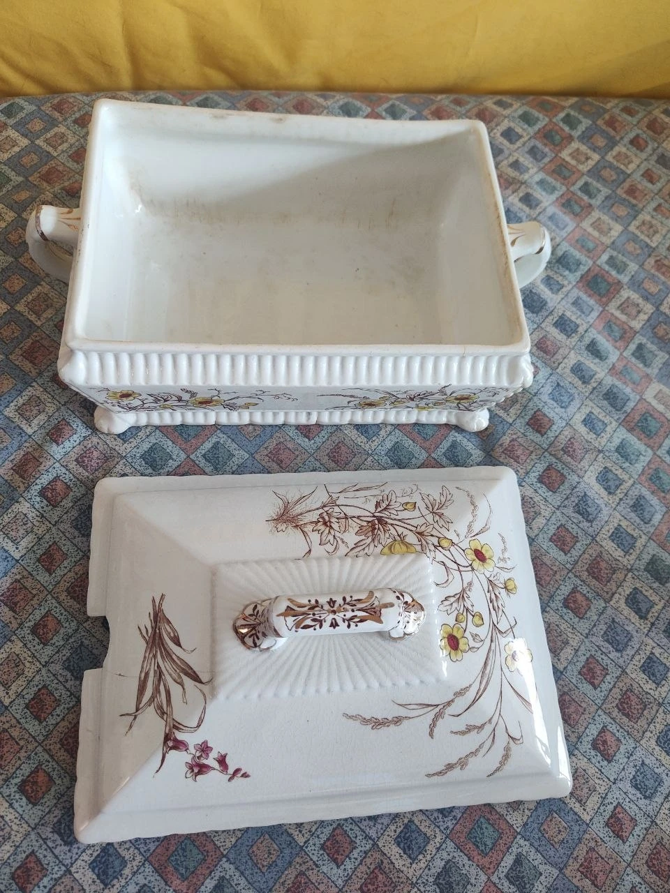 Antique Brown Transferware Covered Vegetable Tureen - photo 4