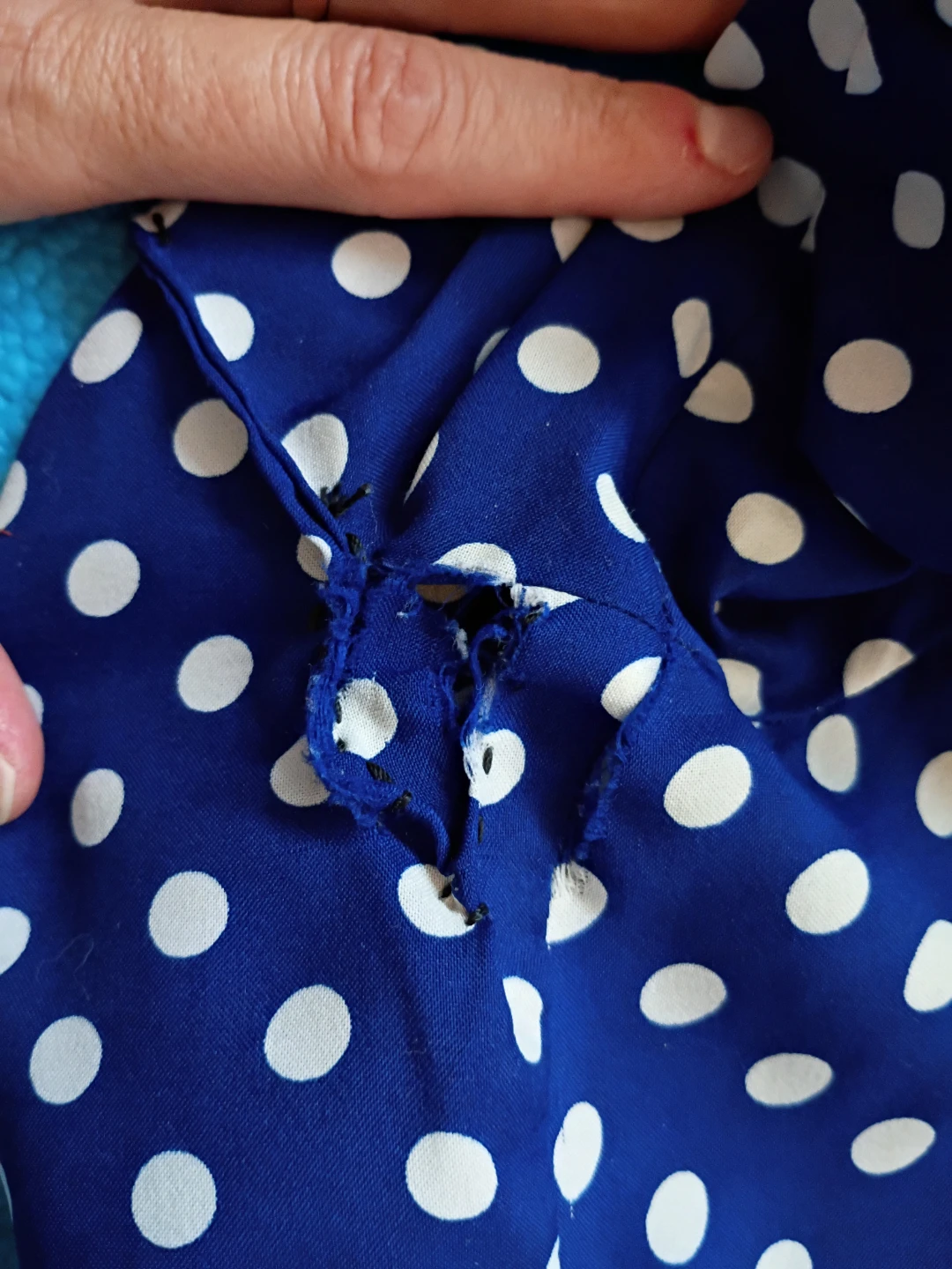 Vintage home made dress 1960s blue polka dot - photo 4