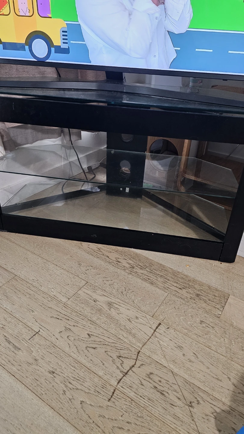 Black Glass TV Stand with Shelves - photo 3