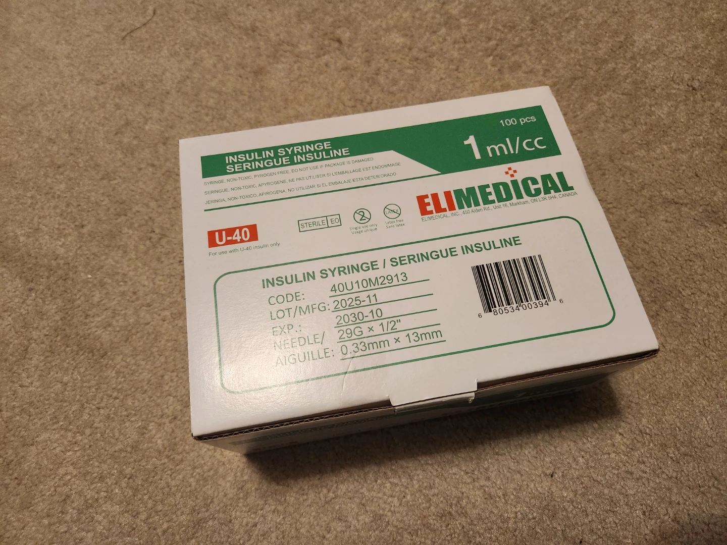 ELIMEDICAL Insulin Syringes 1ml U-40 29G x 1/2" (100 pcs) - photo 3