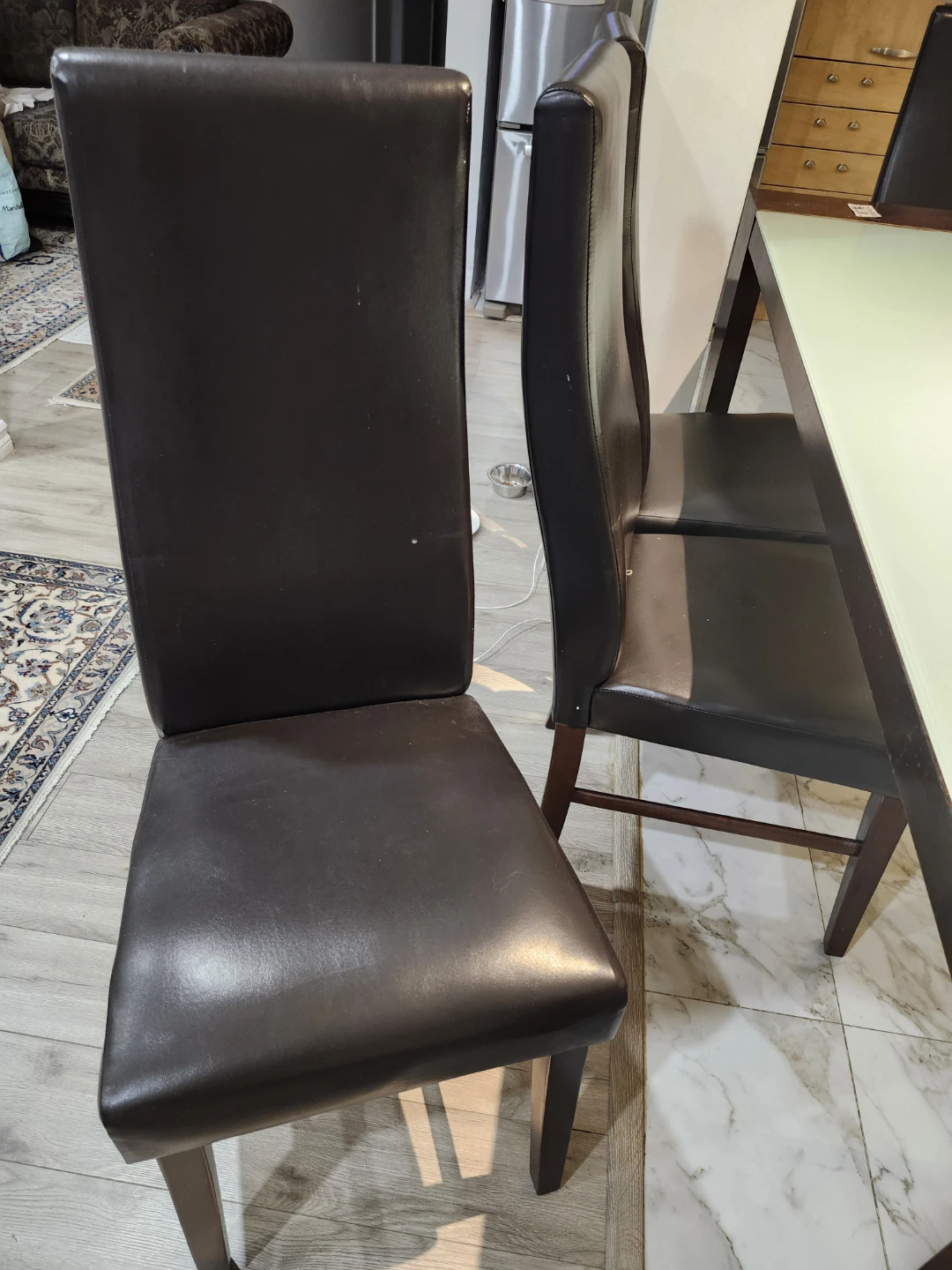 Set of 8 Dark Brown Faux Leather Dining Chairs - photo 4