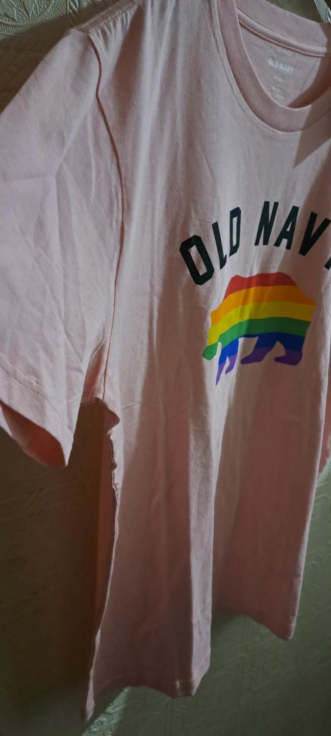 Old Navy Pink Rainbow Bear T-Shirt - Size L.100% Cotton, Unisex - photo 4