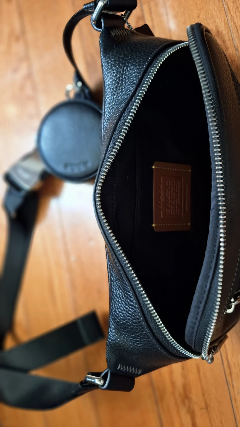 Coach Black Pebbled Leather Belt Bag with Coin Pouch - photo 2
