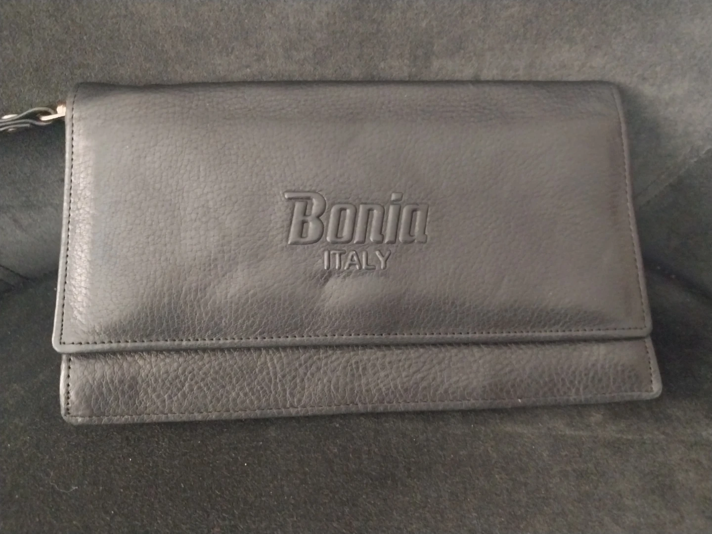 Bonia Italy Black Leather Clutch Wristlet