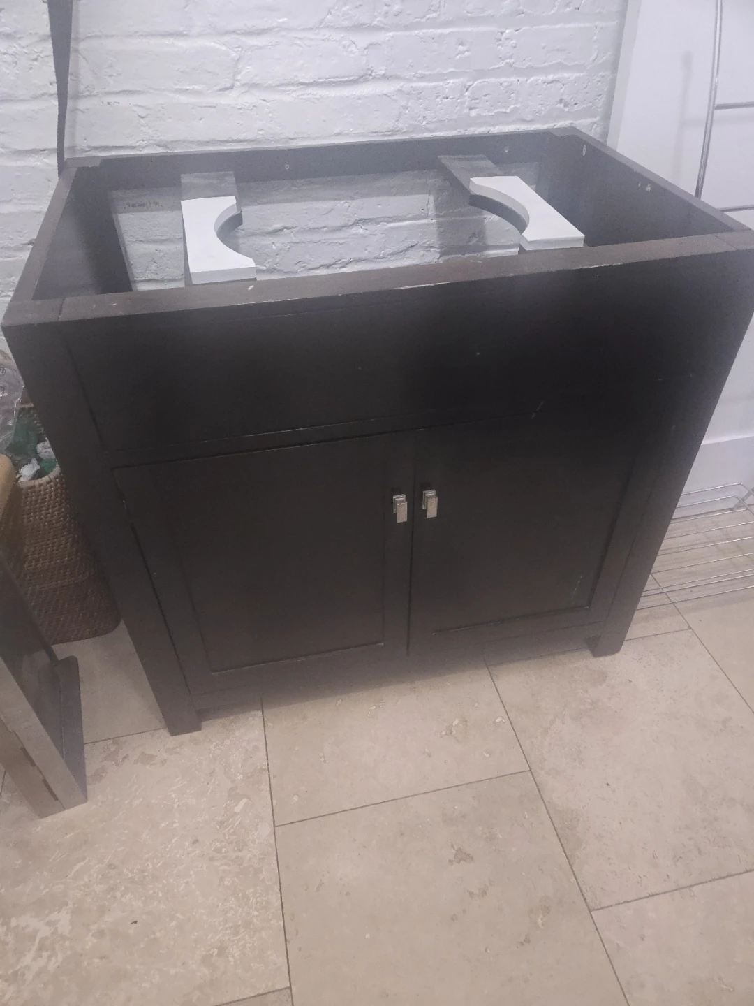 Dark Brown Vanity Cabinet with Double Doors