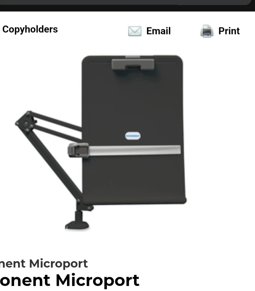 Exponent Microport Ergocurved Deskclamp Flex Arm Copyholder