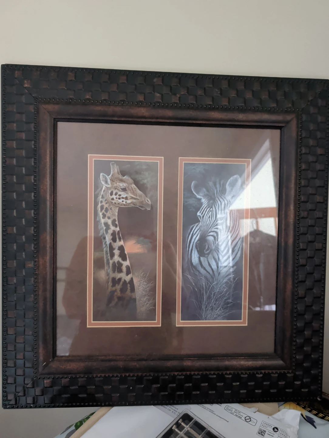 Framed Giraffe and Zebra Art Prints - photo 3