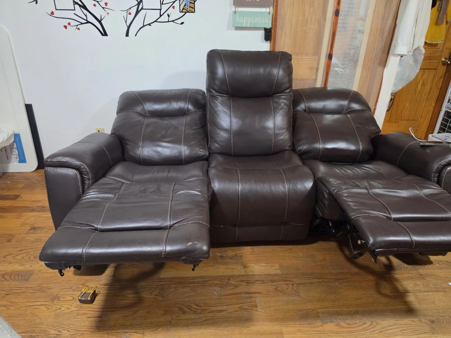 Brown Leather Recliner Sofa - photo 2