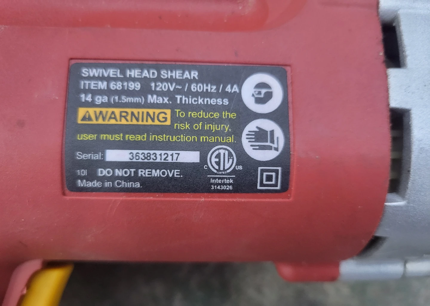 Chicago Electric Power Tools Swivel Head Shear - photo 2