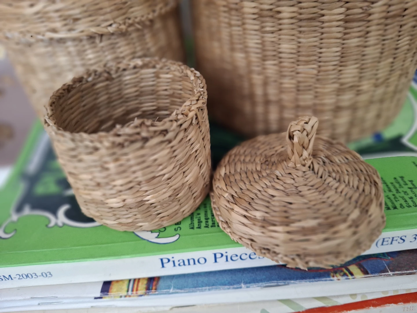 Woven Storage Baskets with Lids - Set of 3