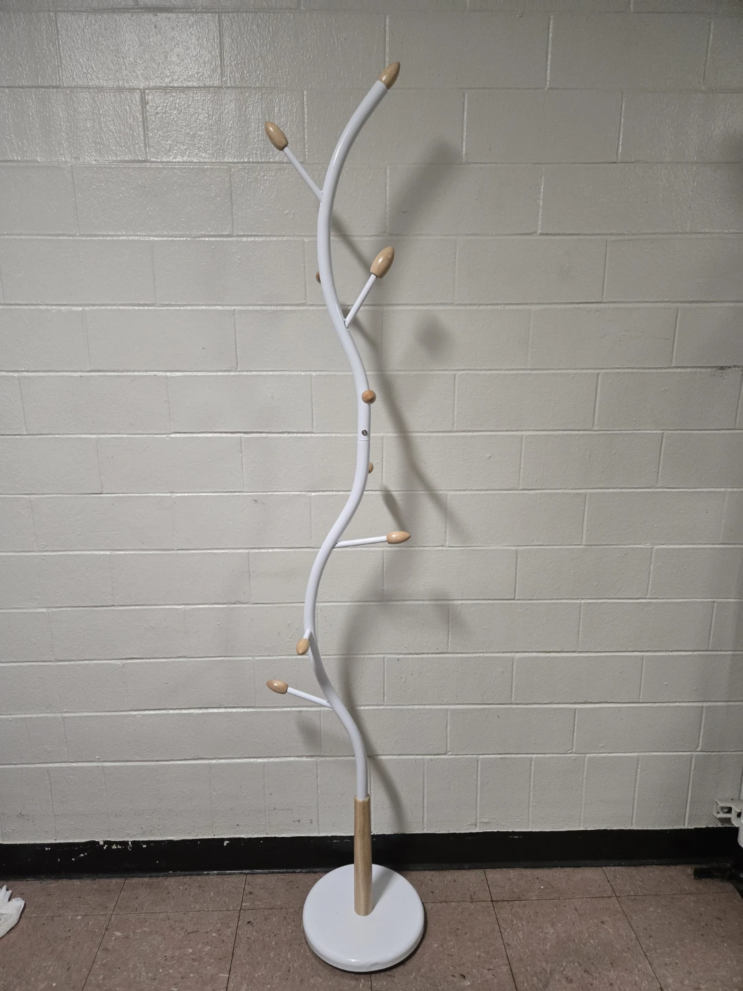 Modern Tree Coat Rack - White Metal & Wood Stand - photo 3
