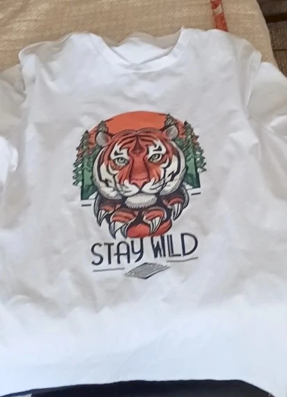 White "Stay Wild" Tiger Graphic T-Shirt - photo 3