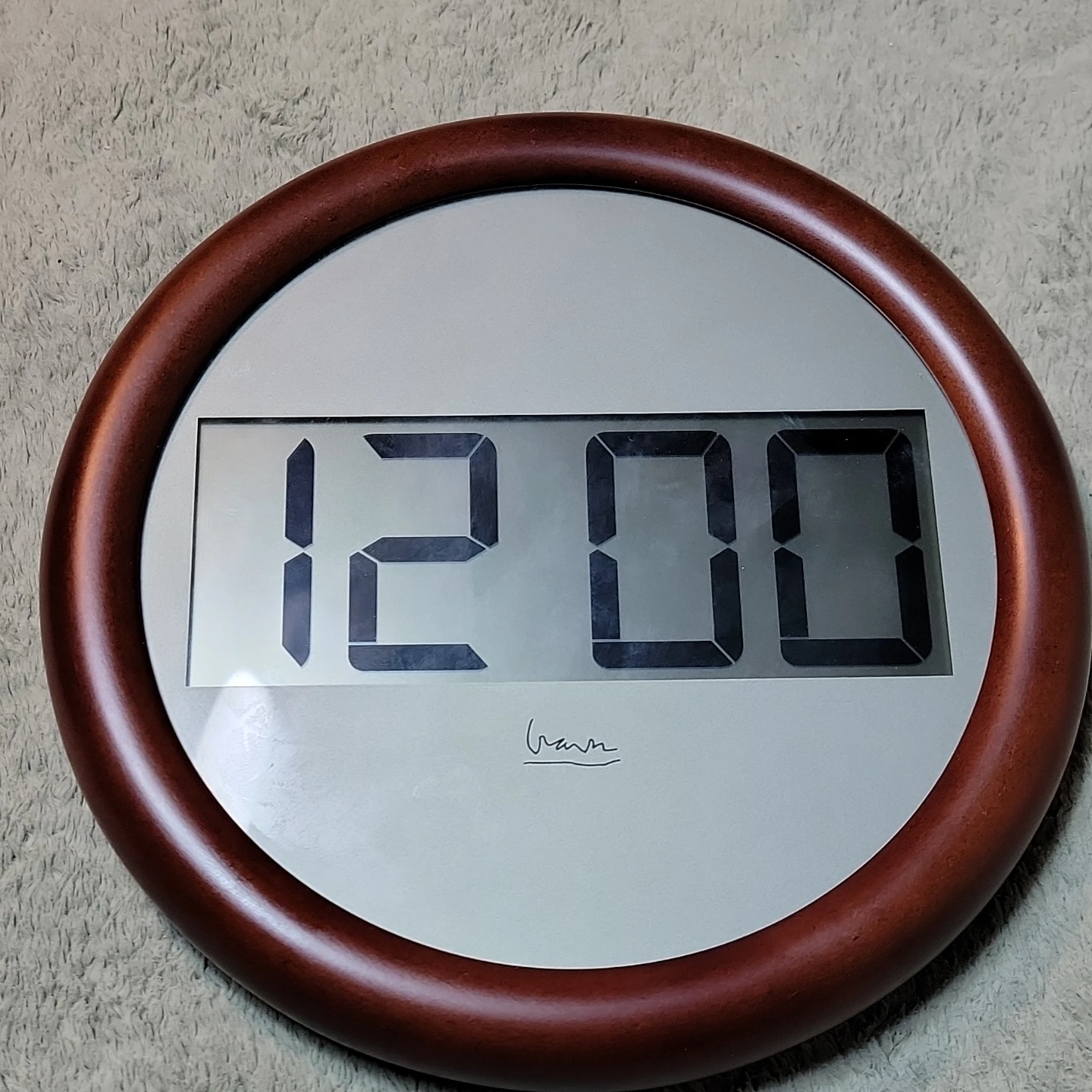 Brawn Digital Wall Clock with Wood-Look Frame - photo 4