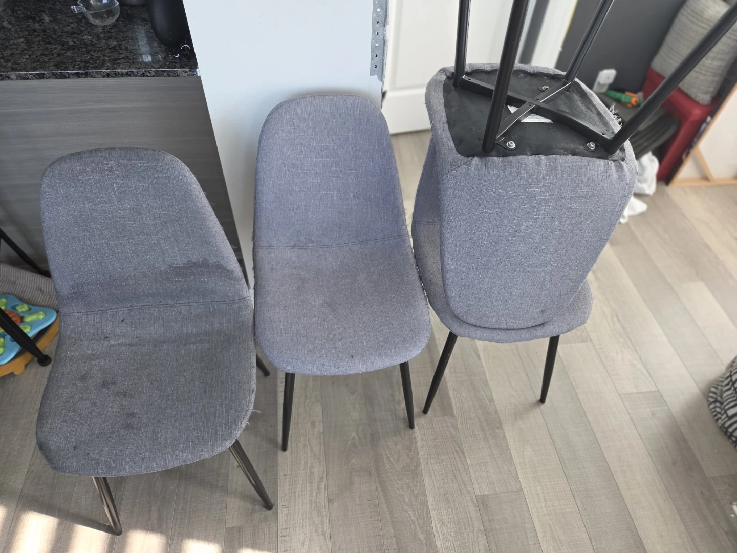 Set of 4 Grey Fabric Dining Chairs