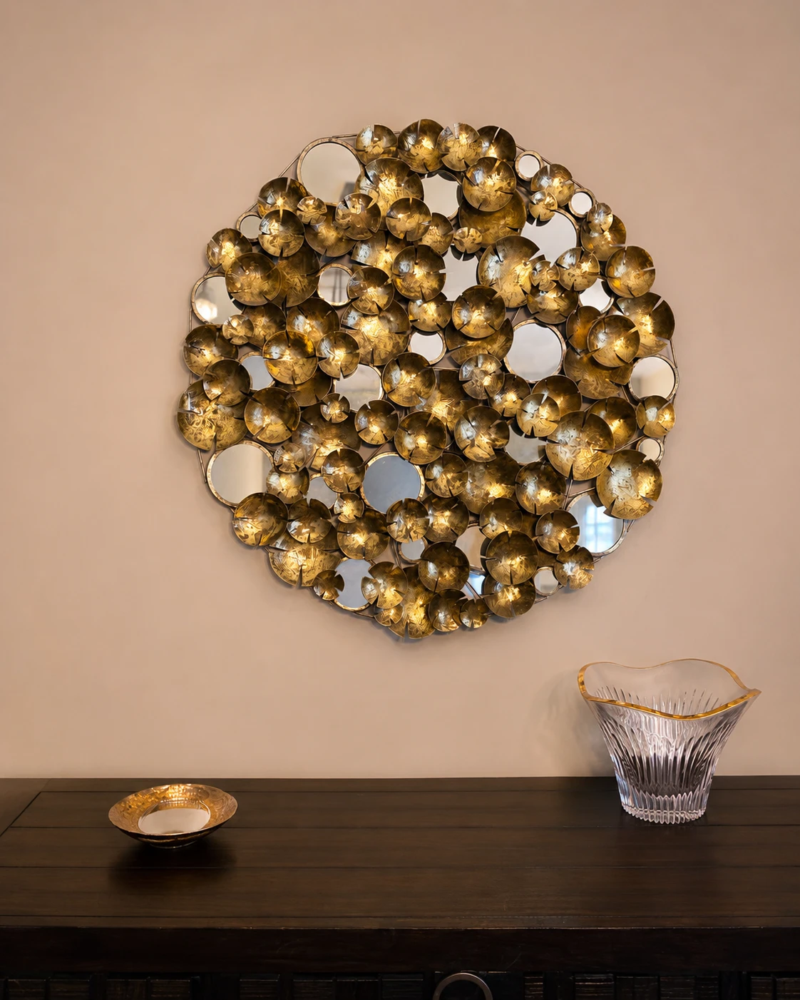 Round Gold Decorative Wall Mirror