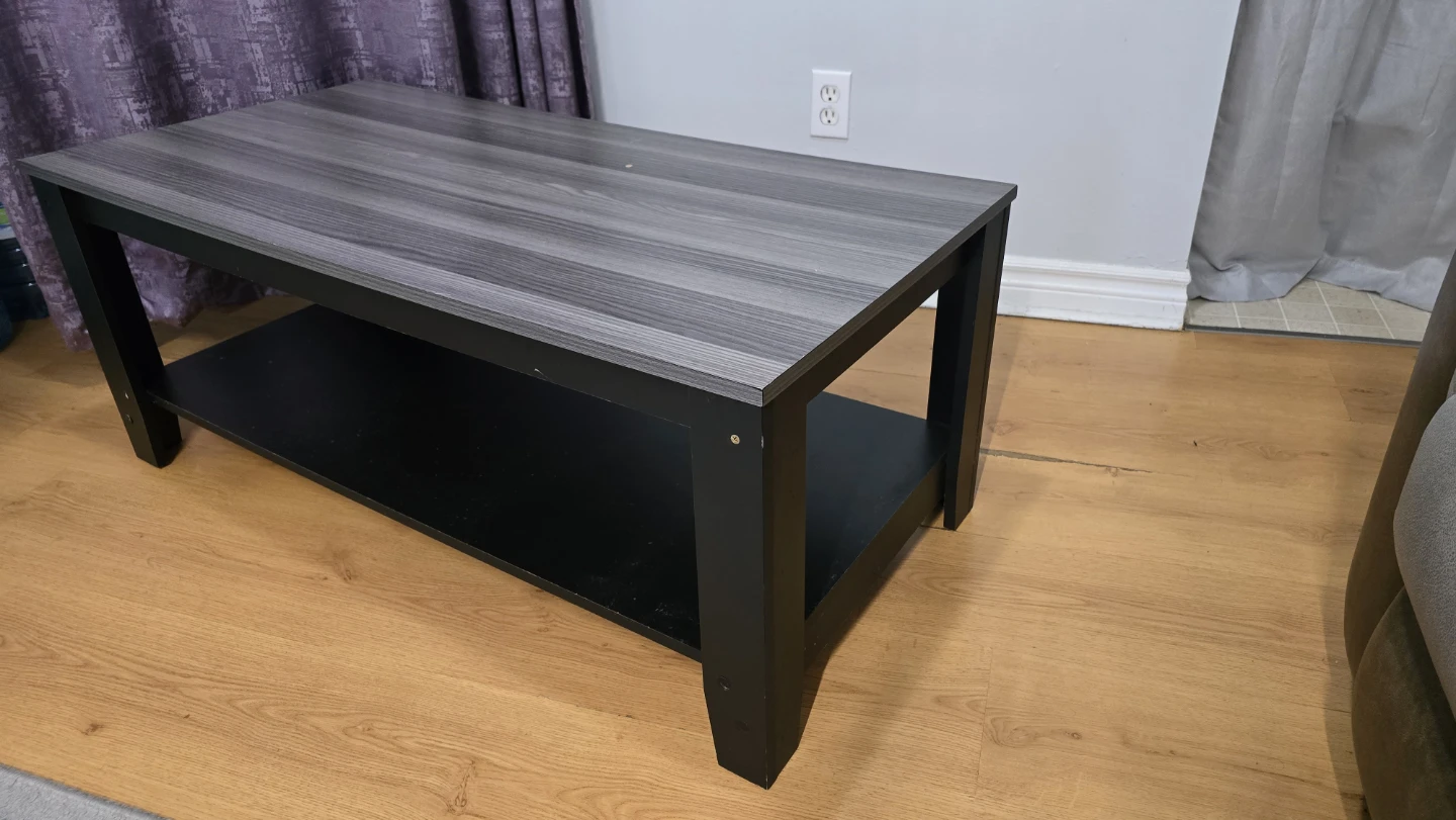 Grey Wood Coffee Table with Shelf - photo 2