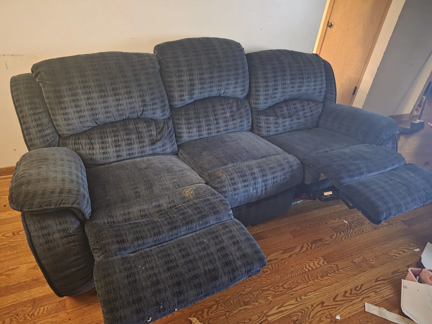Dark Blue Reclining Sofa - photo 2