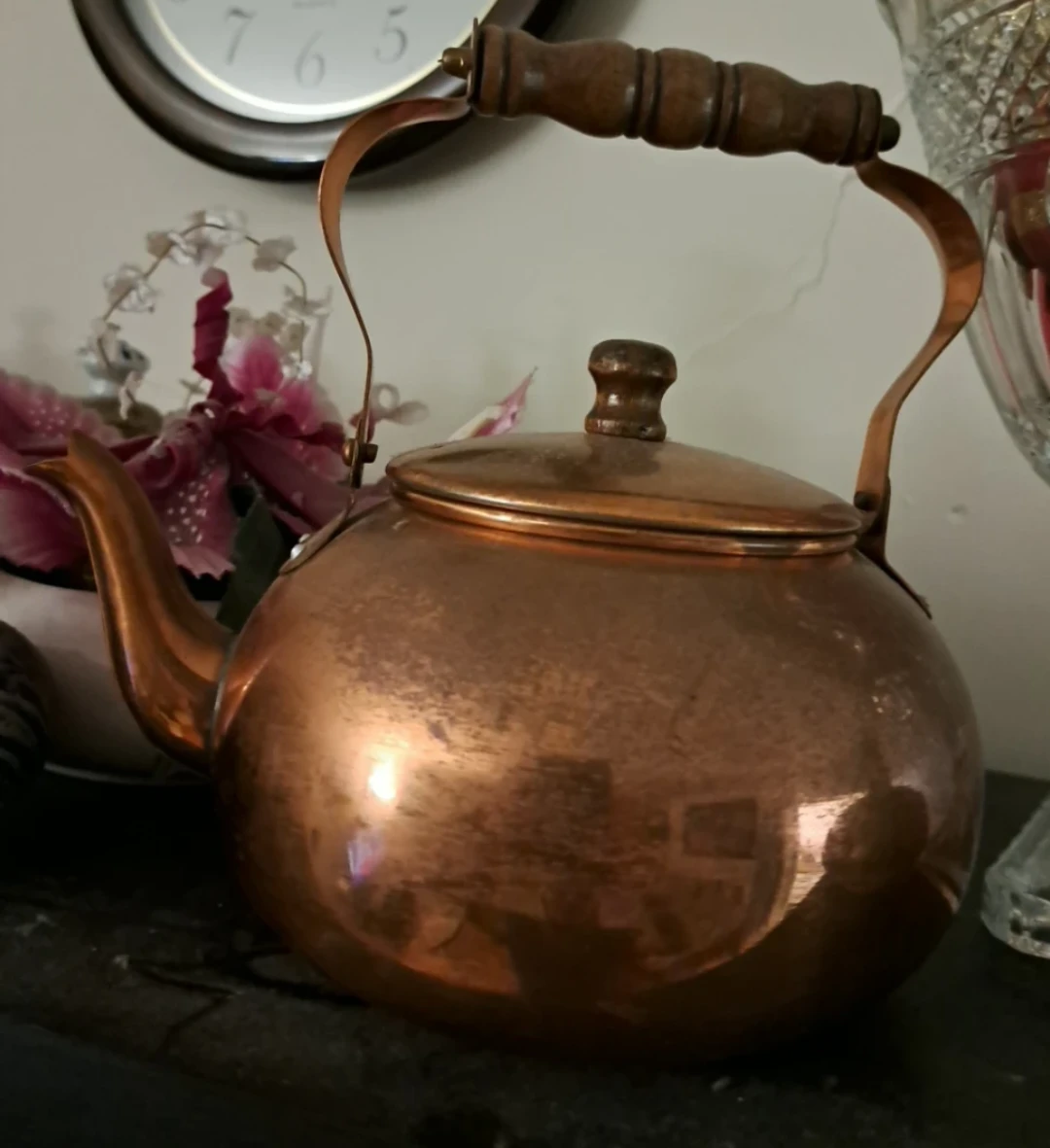 Copper Kettle with Wooden Handle