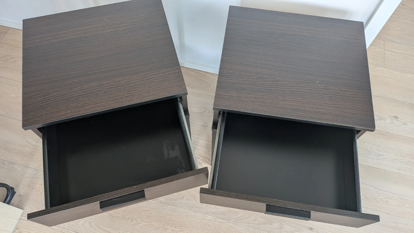 Pair of Dark Wood Nightstands with Drawer - photo 4