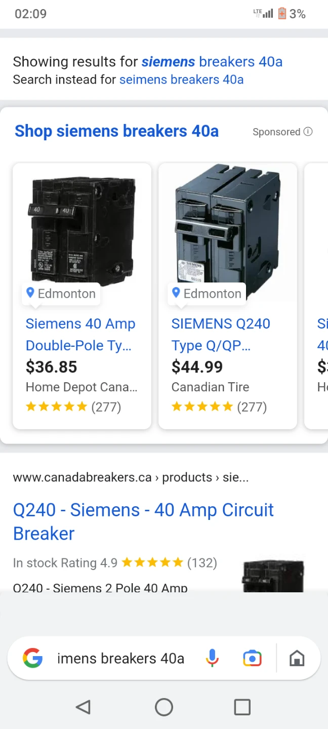 Siemens 40 Amp Double-Pole Circuit Breaker
