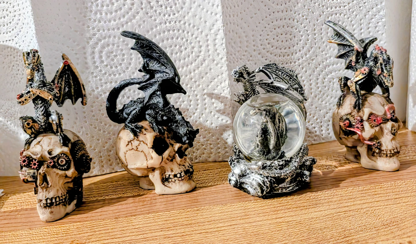 Dragon and Skull Figurines (Set of 4)