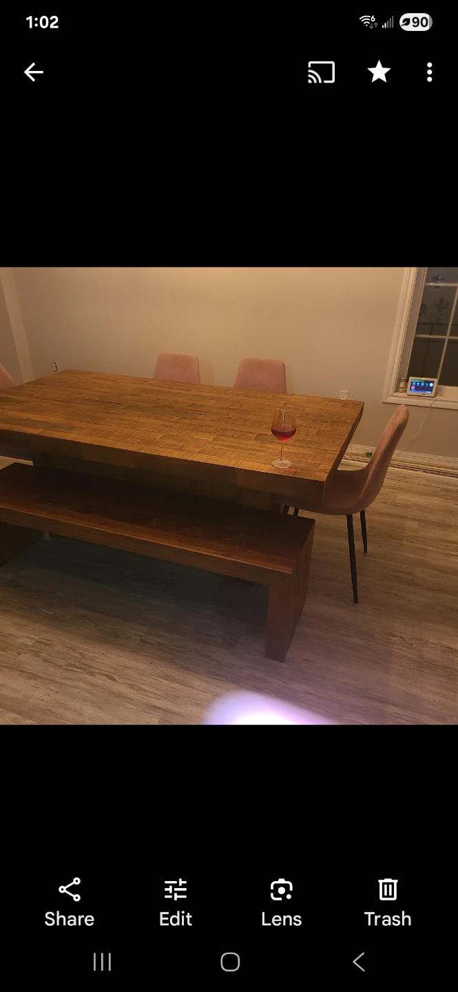 Rustic Wooden Dining Table with Bench - photo 2