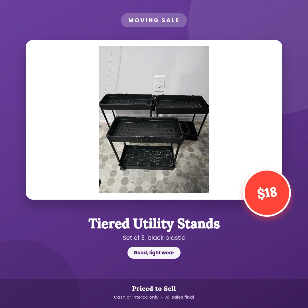 Set of 3 Tiered Utility Stands