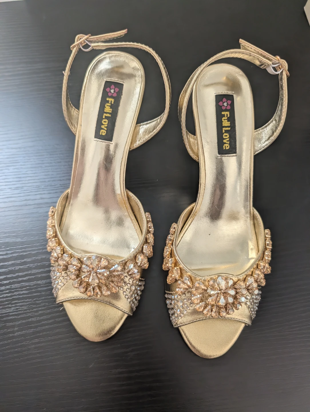 Full Love Gold Embellished Heels Size 38 - photo 2