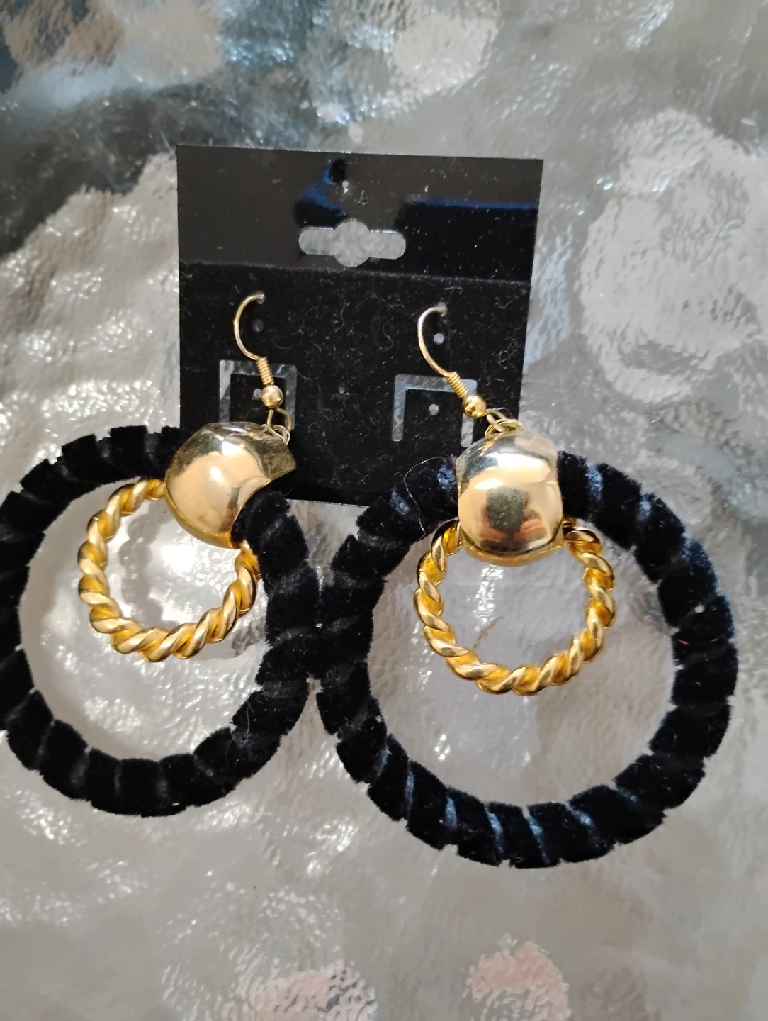 Black and Gold Hoop Earrings