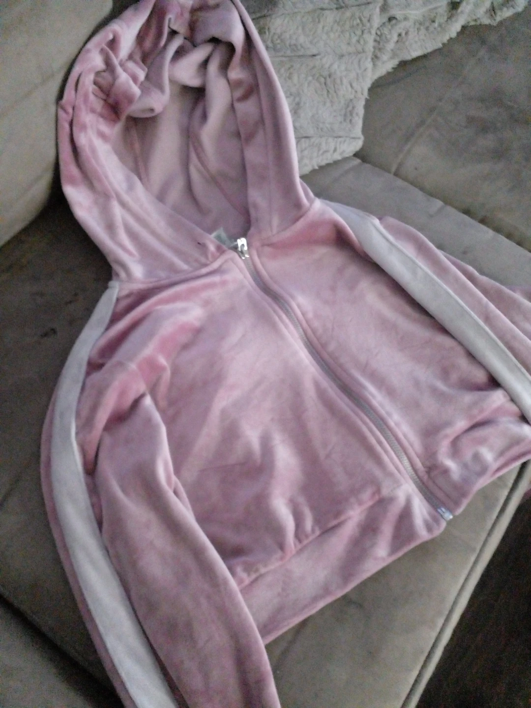 Pink Velour Zip-Up Hoodie