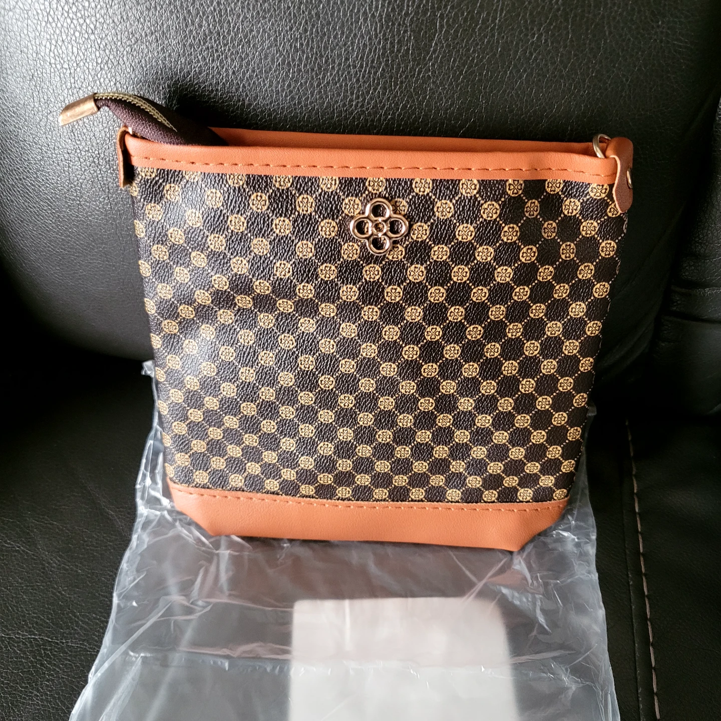 Brown & Tan Geometric Print Small Purse - photo 3