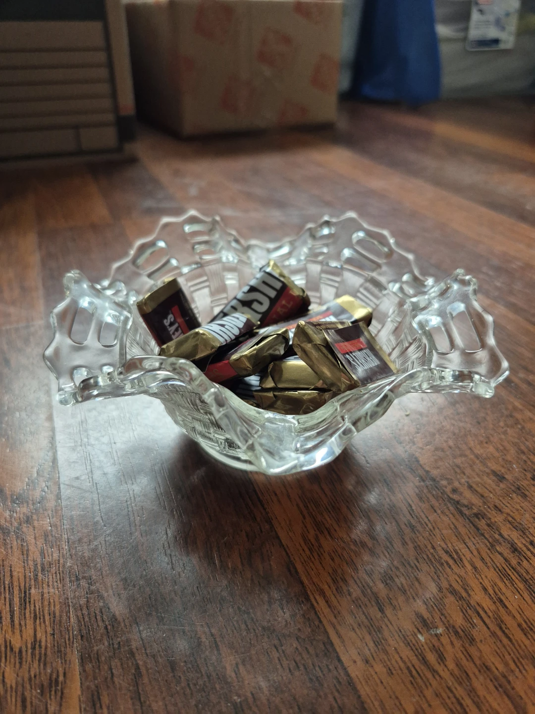 Glass Candy Dish with Ruffled Edge