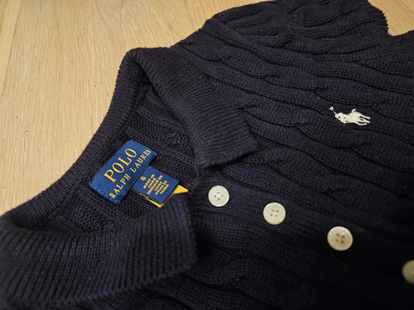 Navy Cable Knit Polo Ralph Lauren Dress Size 6 - photo 3